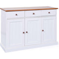 3 Schubladen und 3 Tueren an dem Sideboard