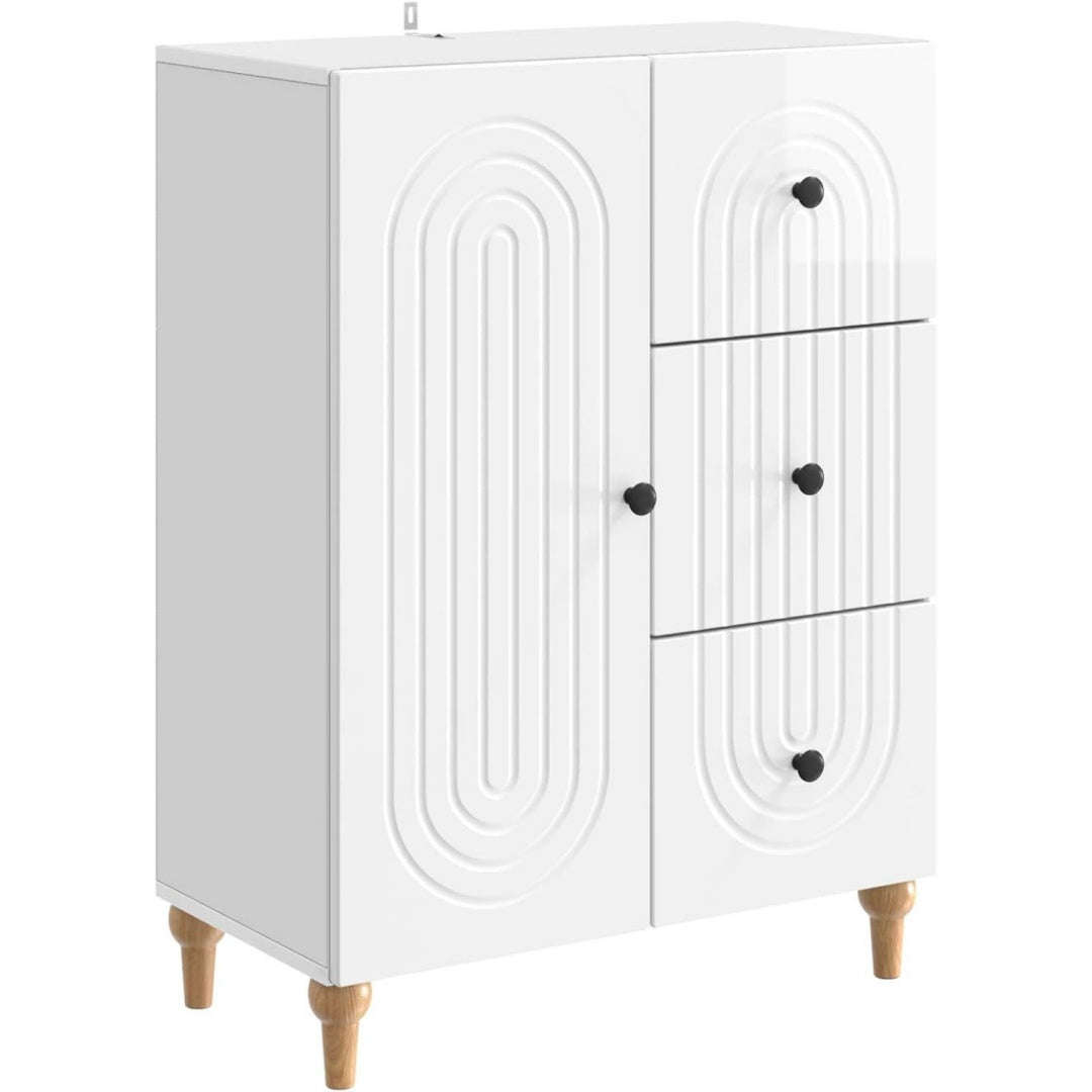 Bei dem Sideboard stehen reliefstrukturen im Mittelpunkt