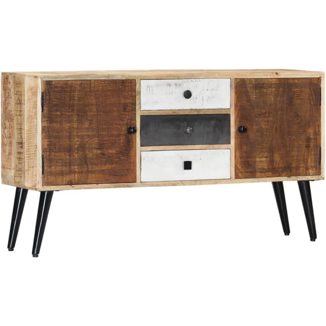 3 Schubladen und 2 Tueren an dem Sideboard