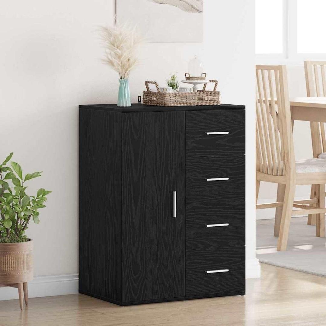 Sideboard mit den Massen 59 x 39 x 80 cm in Schwarz und Eichenbraun