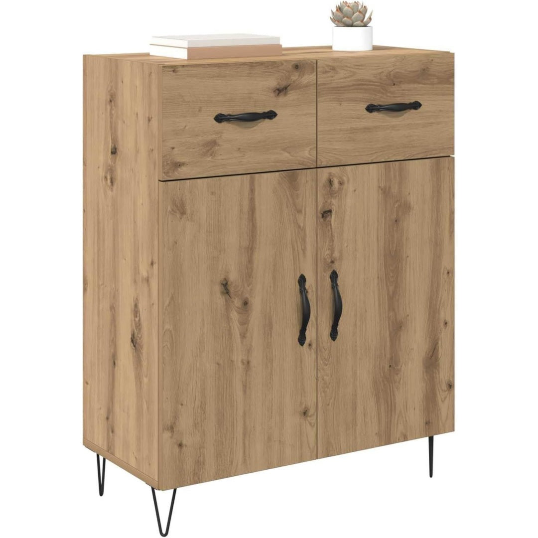 Ein Metallgestell ergaenzt das Sideboard mit den Massen 69.5 x 34 x 90 cm