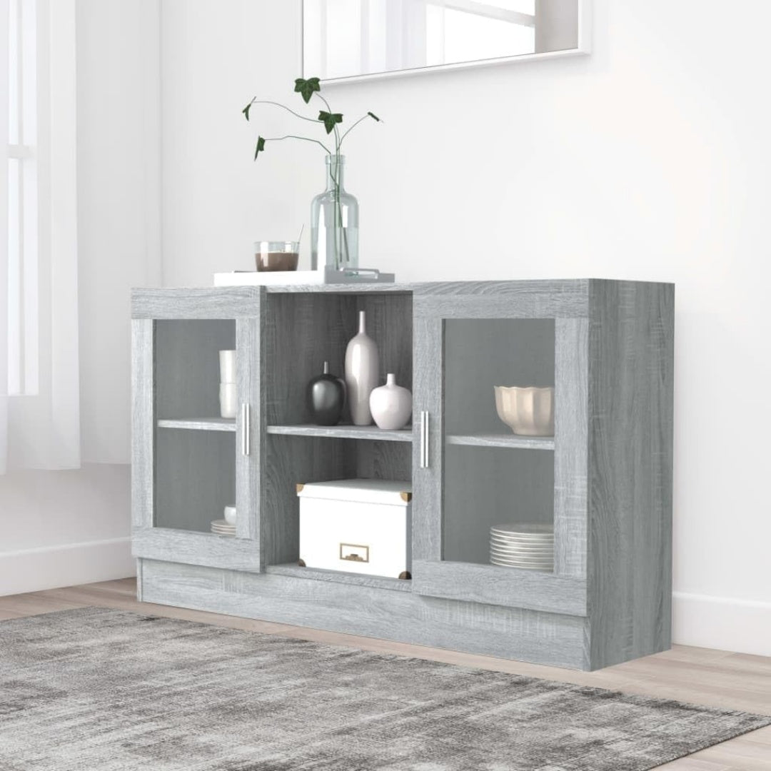 Vitrine aus Holzwerkstoff und Glas